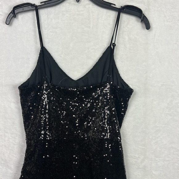 Lulu's Forever Your Girl Black Sequin Holiday Ruched Wrap Style Mini Dress - Picture 7 of 11